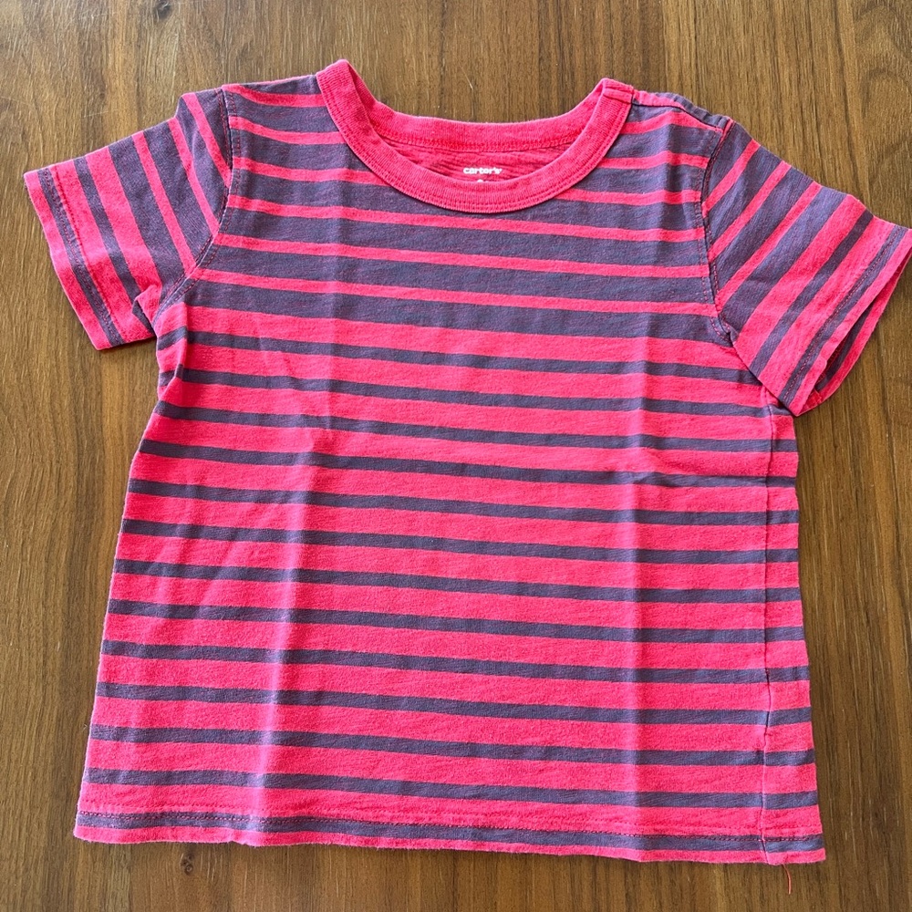 Carters Striped Boys T-Shirt - Red and Gray.  Size 3T